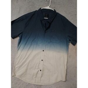 RVCA Shirt Men Large Slim Blue Ombre Lightweight Surfing Preppy Casual Colorful